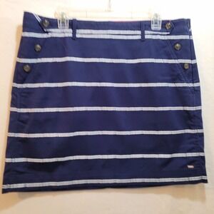 Tommy Hilfiger Skirt Navy Blue & White Rope Size 16 Cotton‎ Stretch Nautical